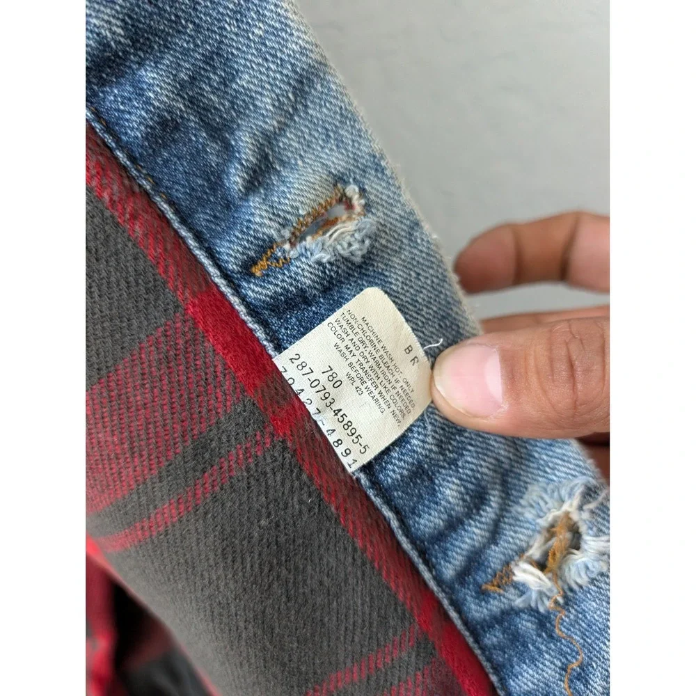 VTG 80s Levi's Denim Trucker Jacket Mens Medium Plaid Flannel Lined Made in USA